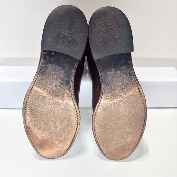 VTG JUSTIN ROPER BROWN CORONA LEATHER ALMOND TOE WESTERN COWBOY BOOTS Sz8.5EE - Picture 11 of 13